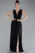 Black Sleeveless Slit Long Glitter Evening Dress ABU4377