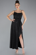 Black Low Cut Midi Glittery Cocktail Dress ABK2170