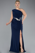 Long Navy Blue Plus Size Engagement Dress ABU4148