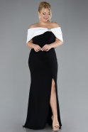 Black-White Long Plus Size Evening Gown ABU3945