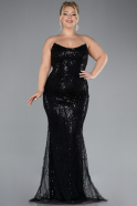 Long Black Plus Size Engagement Dress ABU4384