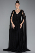 Long Black Stony Evening Dress ABU4403