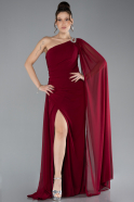 Long Burgundy Chiffon Formal Plus Size Dress ABU4407