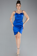 Mini Sax Blue Satin Cocktail Dress ABK2174