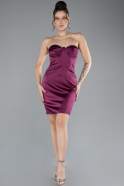 Mini Plum Satin Cocktail Dress ABK2175