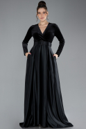 Long Black Velvet Evening Dress ABU1523