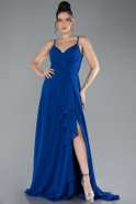 Long Sax Blue Chiffon Prom Gown ABU4412