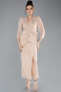 Midi Beige Scaly Invitation Dress ABK1935