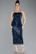 Midi Navy Blue Stony Cocktail Dress ABK2176