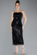 Midi Black Stony Cocktail Dress ABK2176