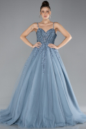 Long Grey-Indigo Designer Evening Dress ABU4486