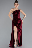 Long Burgundy Velvet Evening Dress ABU3365