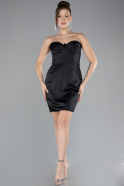 Black Mini Satin Cocktail Dress ABK2175