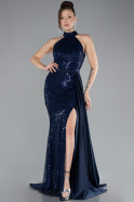 Navy Blue Long Scaly Evening Dress ABU3888