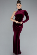 Long Burgundy Velvet Evening Dress ABU4523