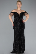 Long Black Plus Size Engagement Dress ABU3785