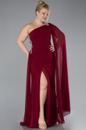 Long Burgundy Chiffon Formal Plus Size Dress ABU4407