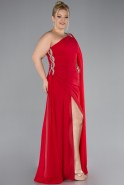 Long Red Chiffon Formal Plus Size Dress ABU4407