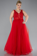 Red Long Plus Size Engagement Dress ABU3719