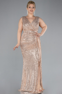 Salmon Long Scaly Plus Size Evening Dress ABU3194