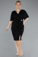 Black Short Sleeve Glitter Midi Plus Size Cocktail Dress ABK2115