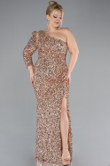 Long Gold Plus Size Engagement Dress ABU4404