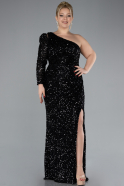 Long Black Plus Size Engagement Dress ABU4404