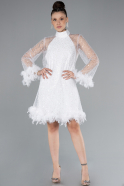 Short White Scaly Cocktail Dress ABK2202