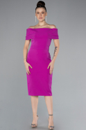 Fuchsia Boat Neck Midi Invitation Dress ABK2203