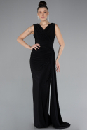 Black Sleeveless Tailed Long Evening Dress ABU4534