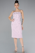 Powder Color Strapless Stone Midi Cocktail Dress ABK2211