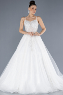 Long White Plus Size Wedding Dress ABU4569