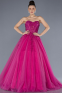 Long Fuchsia Plus Size Haute Couture Dress ABU4556