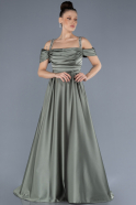 Long Olive Drab Satin Plus Size Evening Dress ABU3277