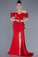 Red Strapless Slit Long Evening Gown ABU4562