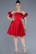 Short Red Satin Cocktail Dress ABK2215