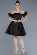 Short Black Satin Cocktail Dress ABK2215