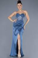 Long Indigo Satin Evening Dress ABU4568