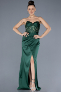 Long Emerald Green Satin Evening Dress ABU4568