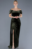 Olive Drab Long Velvet Evening Dress ABU1990