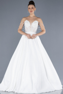 Long White Satin Wedding Dress ABU4567