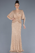 Gold Long Plus Size Evening Gown ABU4542