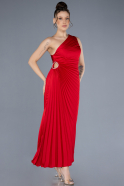 Red One Shoulder Midi Satin Cocktail Dress ABK2046