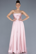 Powder Color Stoned Strapless Long Taffeta Evening Gown ABU4579