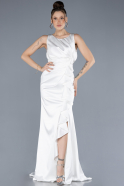 Long White Satin Evening Dress ABU4624