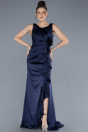 Long Navy Blue Satin Evening Dress ABU4624