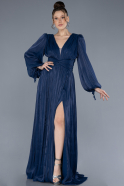 Long Navy Blue Chiffon Evening Dress ABU4622