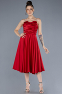 Midi Red Satin Cocktail Dress ABK2240