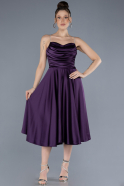 Midi Purple Satin Cocktail Dress ABK2240