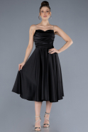 Midi Black Satin Cocktail Dress ABK2240